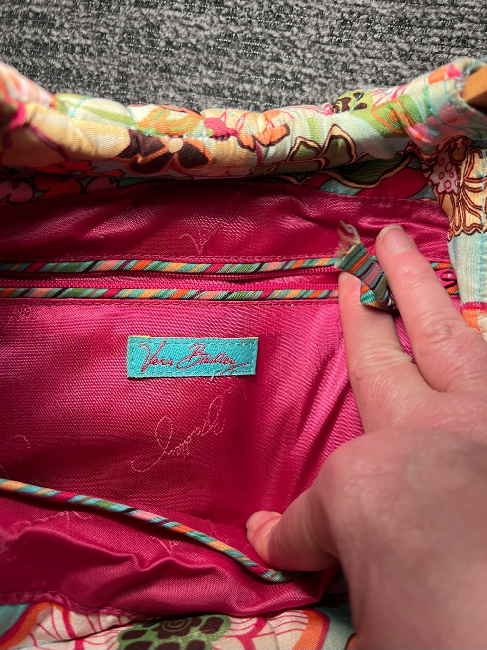 Vera Bradley Quilted Floral Clutch with Wooden Handles | Vintage Style Handbag - Picture 4 of 6